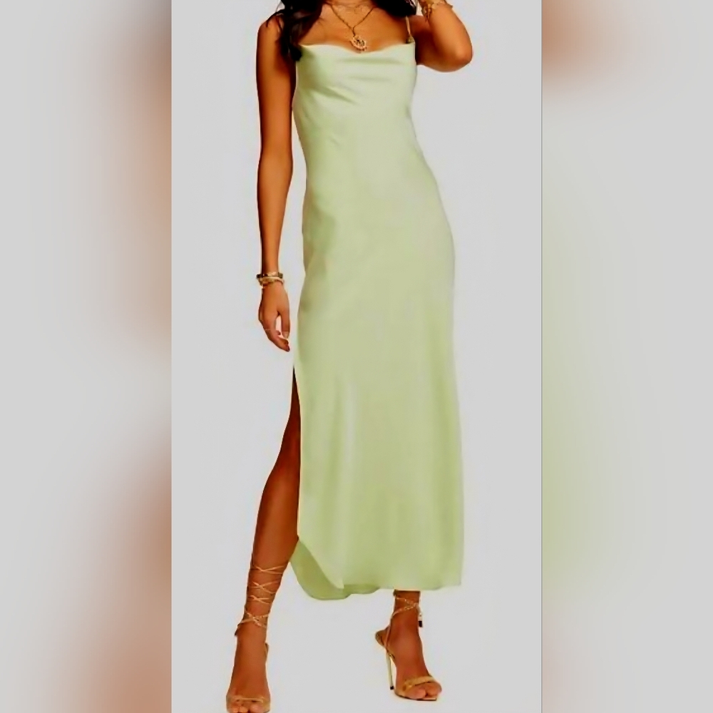 NWT Ramy Brook Rome Slip Maxi Dress in Light Green 12